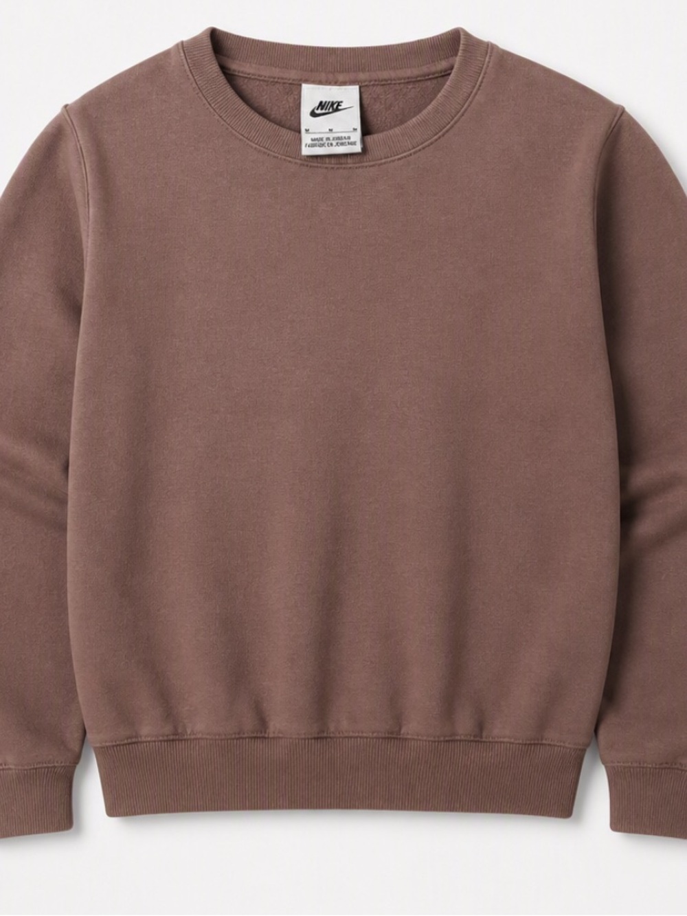 Nike Brown Crewneck Sweatshirt l Minimalist Embroidered Swoosh